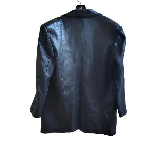 Genuine Leather Black Blazer Jacket Women's - Picture 2 of 4